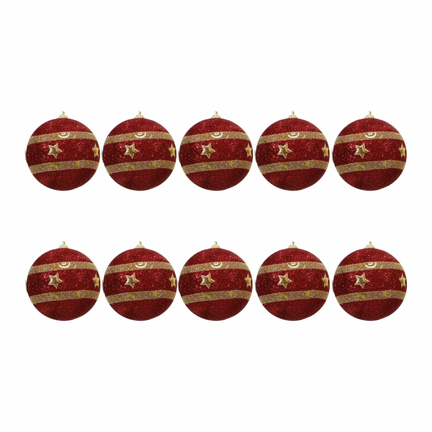VESTIAMO CASA GRAN NATALE - Palle di Natale Rosso e Oro con Glitter diametro 6 cm - set 10 pezzi